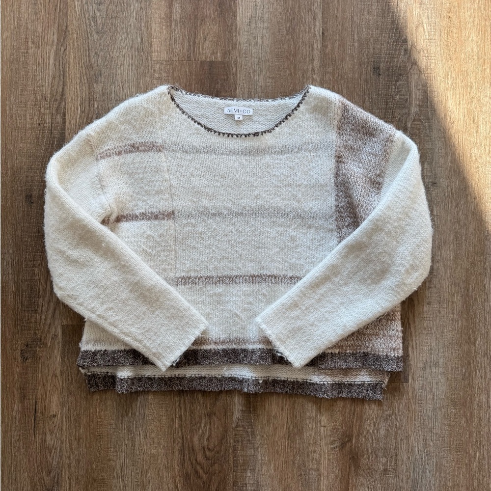 Aemi + Co Cream and Brown Women's Sweater